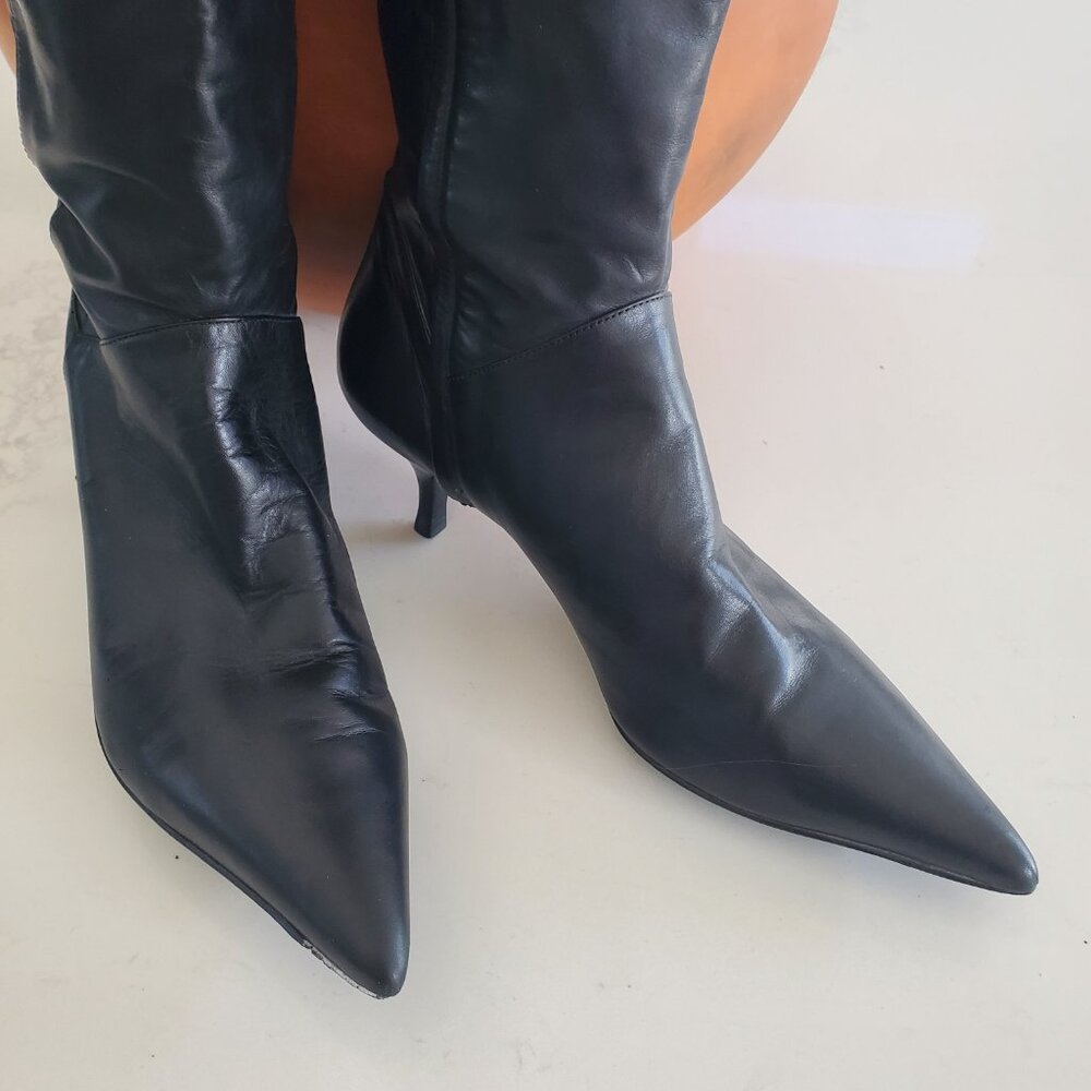 Stunning Cole Haan NikeAir Black Leather Kitten Heel Boots Needs Sole Repair 9.5 - Picture 4 of 13